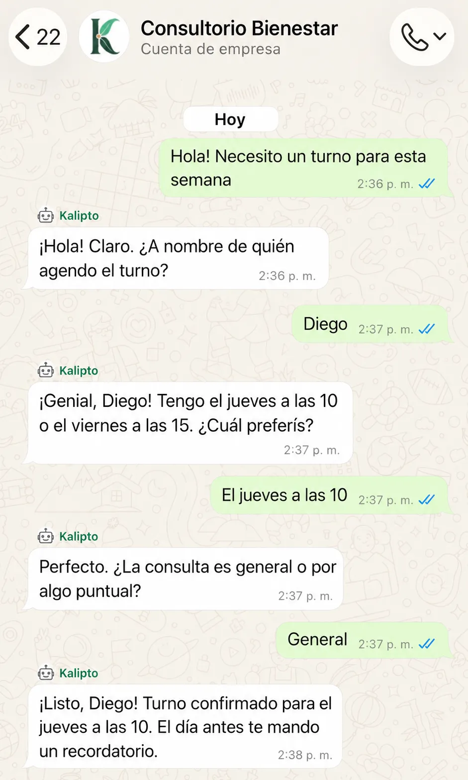 Chat de ejemplo — Salud y bienestar