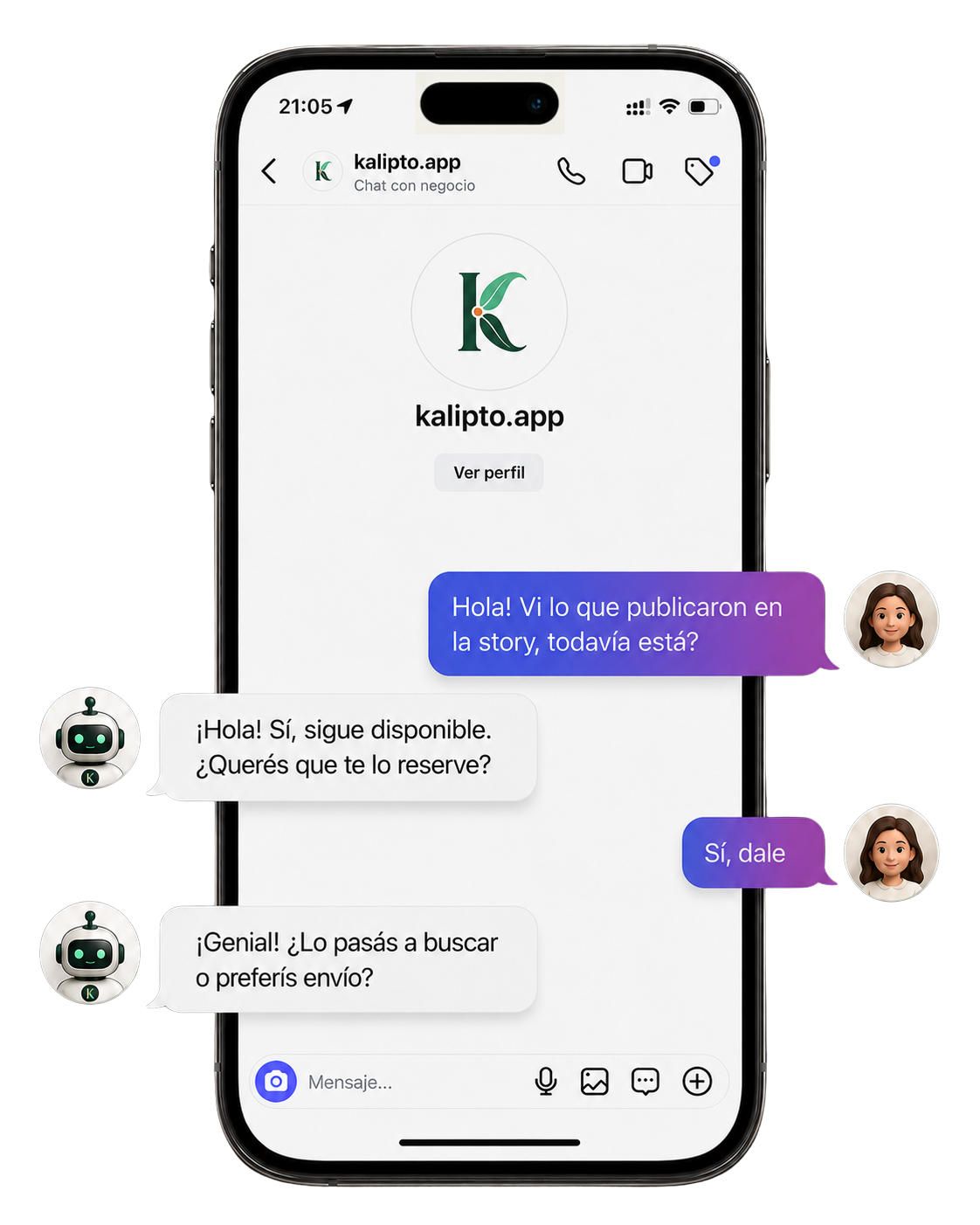 Chat de ejemplo — Instagram