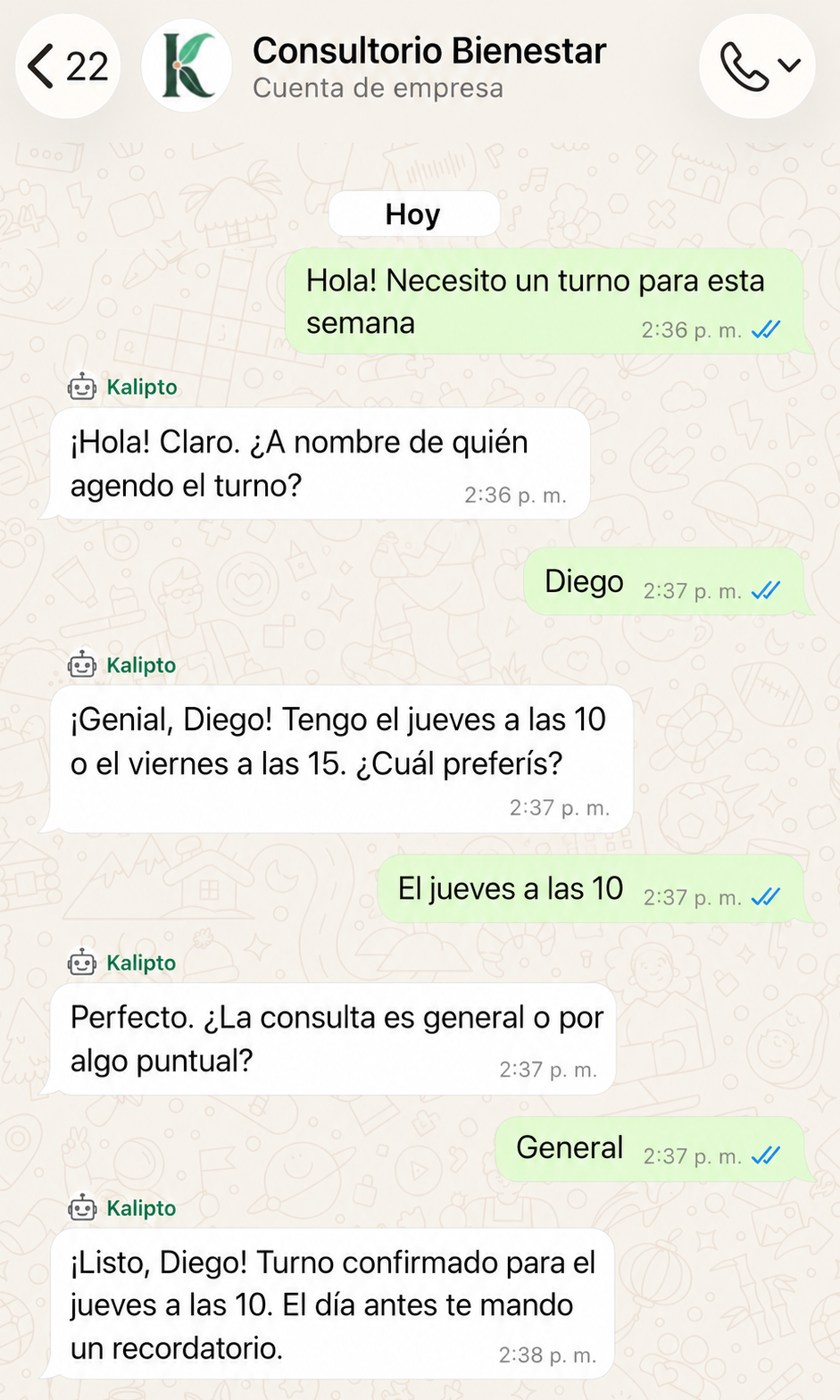 Chat de ejemplo — Salud y bienestar